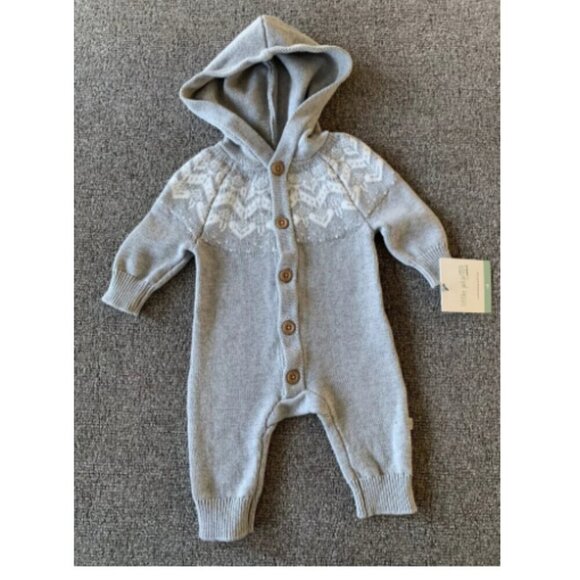 Little Planet by Carter's Hooded Fair Isle Knitted Jumpsuit Size 3-18MO - Picture 1 of 5